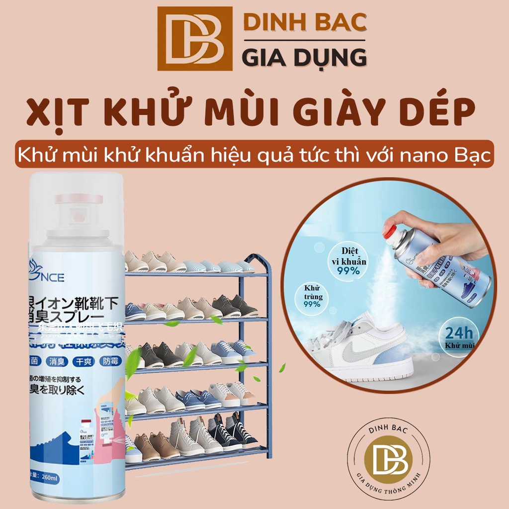 Xịt khử mùi giày dép thơm mũ tủ quần áo nano bạc chai nhỏ tiện lợi Đình Bắc Store