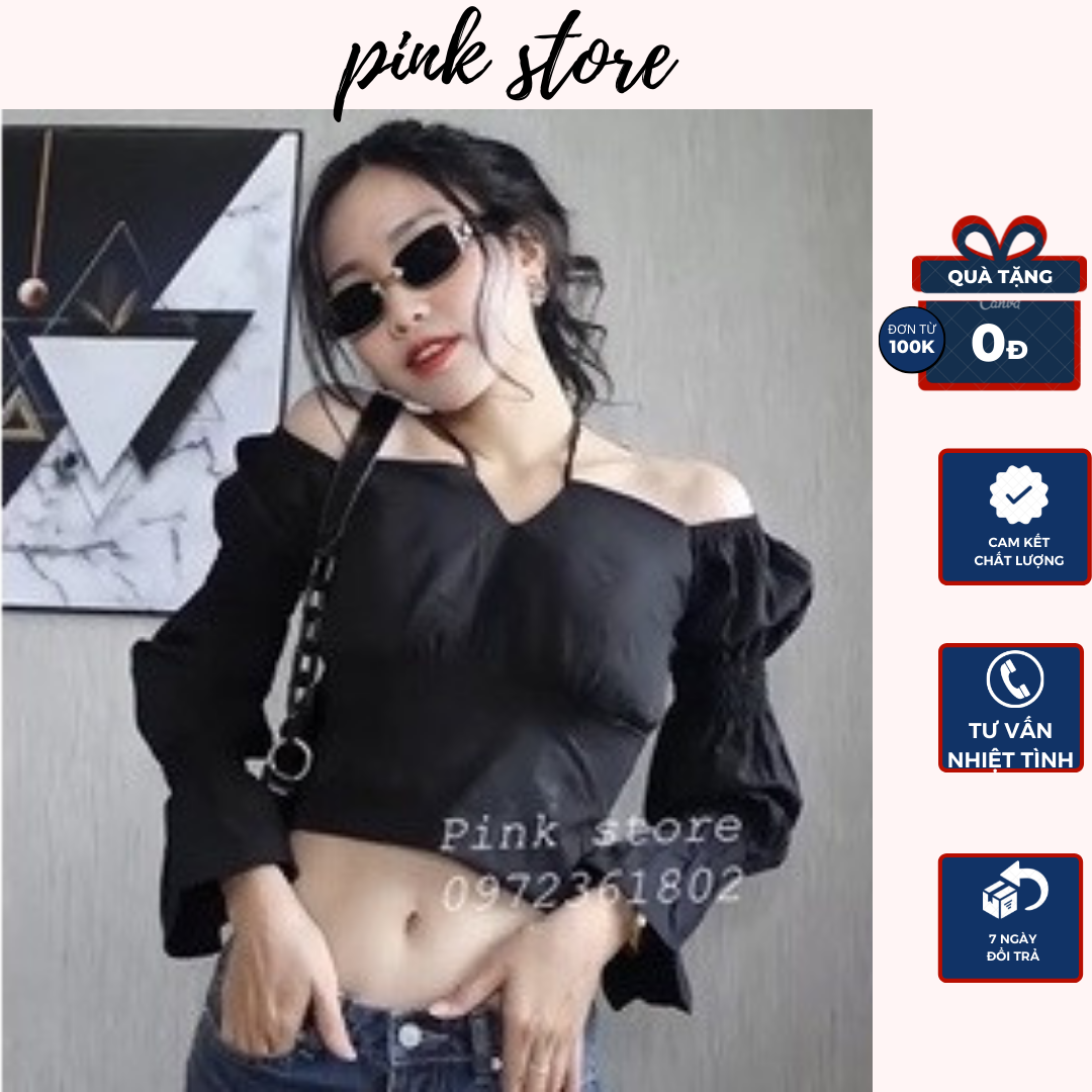 Áo sơ mi trễ vai buộc dây cá tính