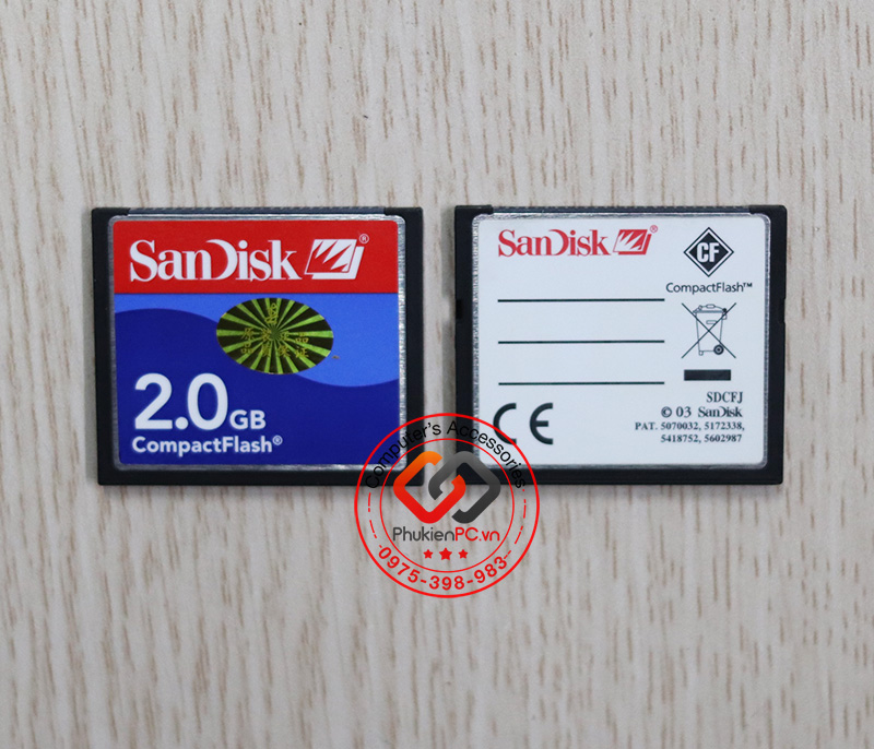 Thẻ nhớ CF dung lượng 2GB SanDisk chính hãng chuyên dụng cho máy CNC, công nghiệp, plc