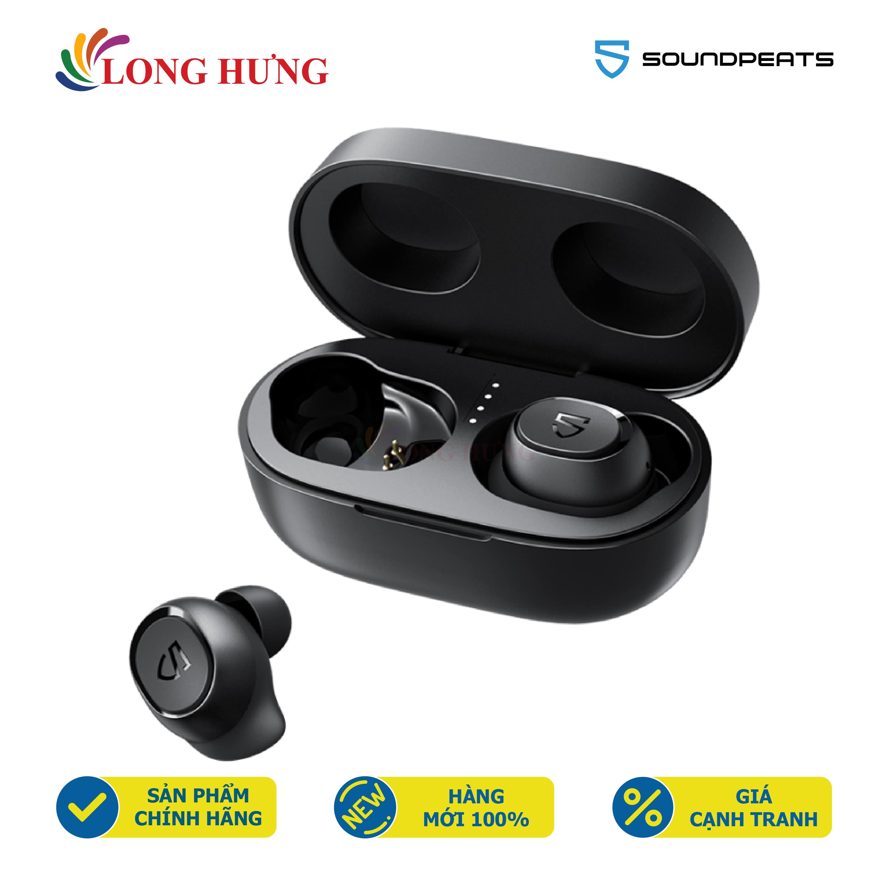 Tai nghe Bluetooth True Wireless Soundpeats TrueFree2 - Hàng chính hãng - Chuẩn chống nước IPX7, Bluetooth v5.0 mượt mà, thiết kế nhỏ gọn