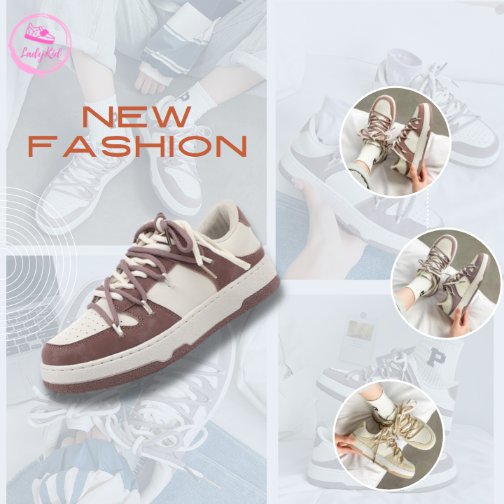 Giày nữ ,giày thể thao nữ màu basic chất liệu da mềm ladykid 68790