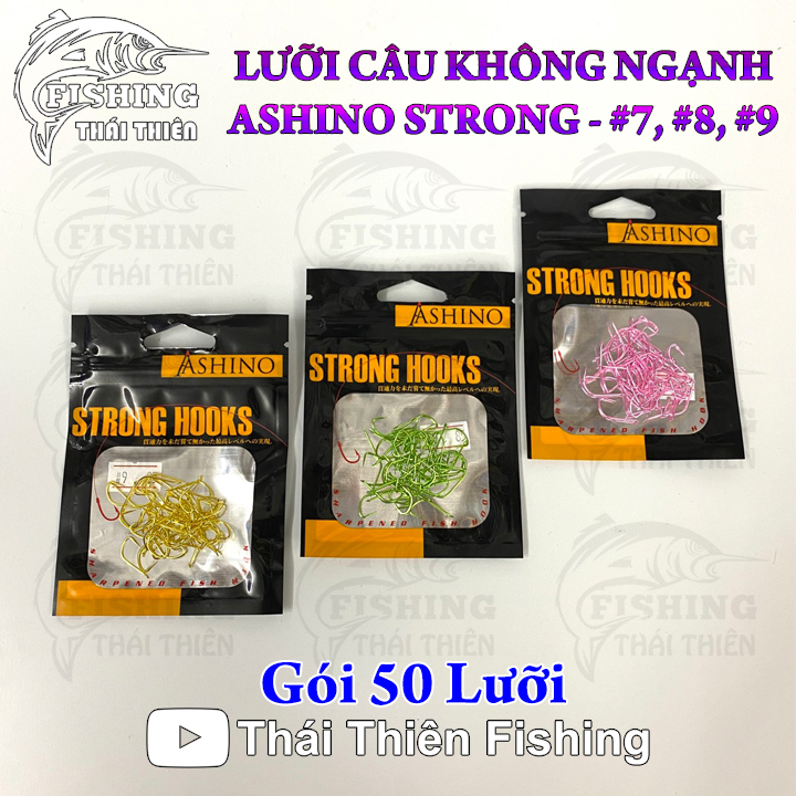 Lưỡi Câu Cá Không Ngạnh Ashino Strong Hooks Chuyên Săn Hàng Gói 50 Lưỡi