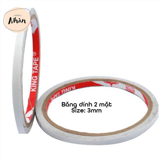 Băng dính hai mặt, Băng keo hai mặt rộng 3mm | dùng dán giấy, hỗ trợ đính hạt đá