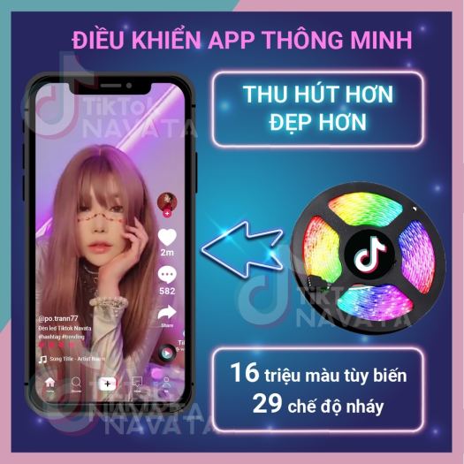 Mua 3 tặng 1 Đèn Led TikTok 5m 10m Điều Khiển APP 16 Triệu Màu Pha Màu DIY đèn trang trí phòng ngủ Led 5050 RGB Loại Tốt