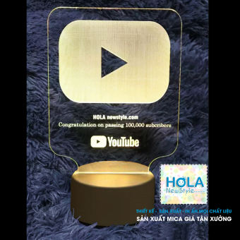 Đèn ngủ led, in nút Youtube theo yêu cầu ( đèn 3 màu)
