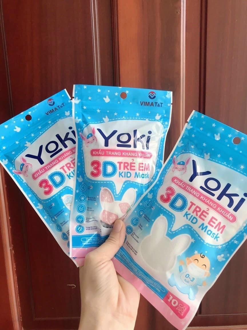 Combo 50 cái khẩu trang trẻ em yoki 3d xinh xắn chống bụi mịn và vi khuẩn | 1 bịch / 10 cái