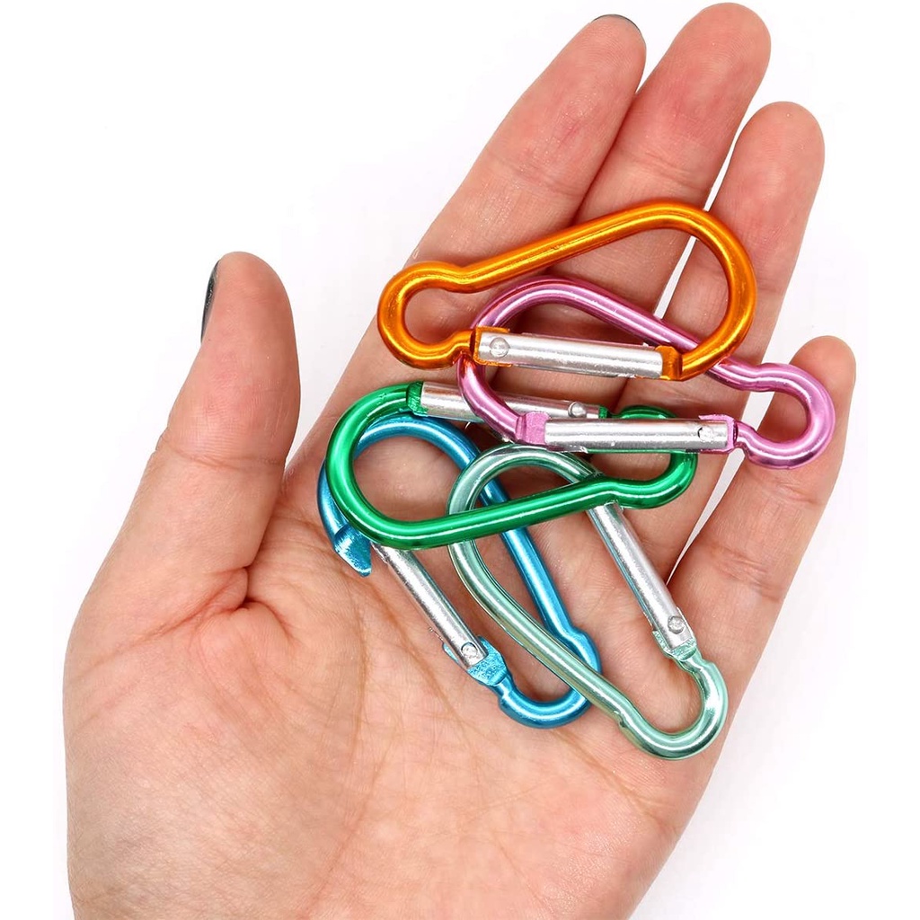 Combo 5 móc khóa carabiner chữ d bằng nhôm đa ứng dụng