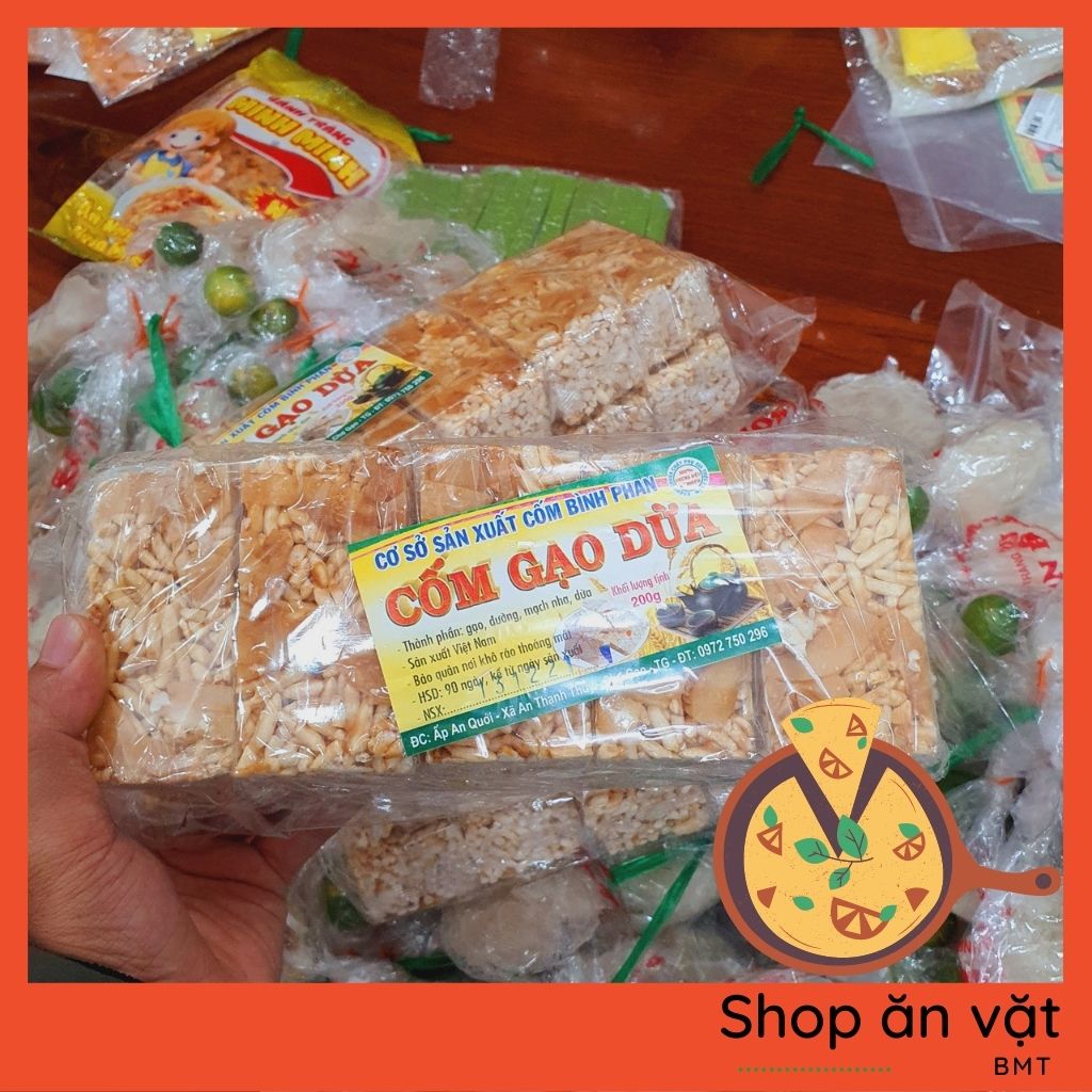 Bánh cốm gạo dừa thủ công bánh cốm món ăn vặt tuổi thơ ăn là mê ngon lắm nha - 14020017