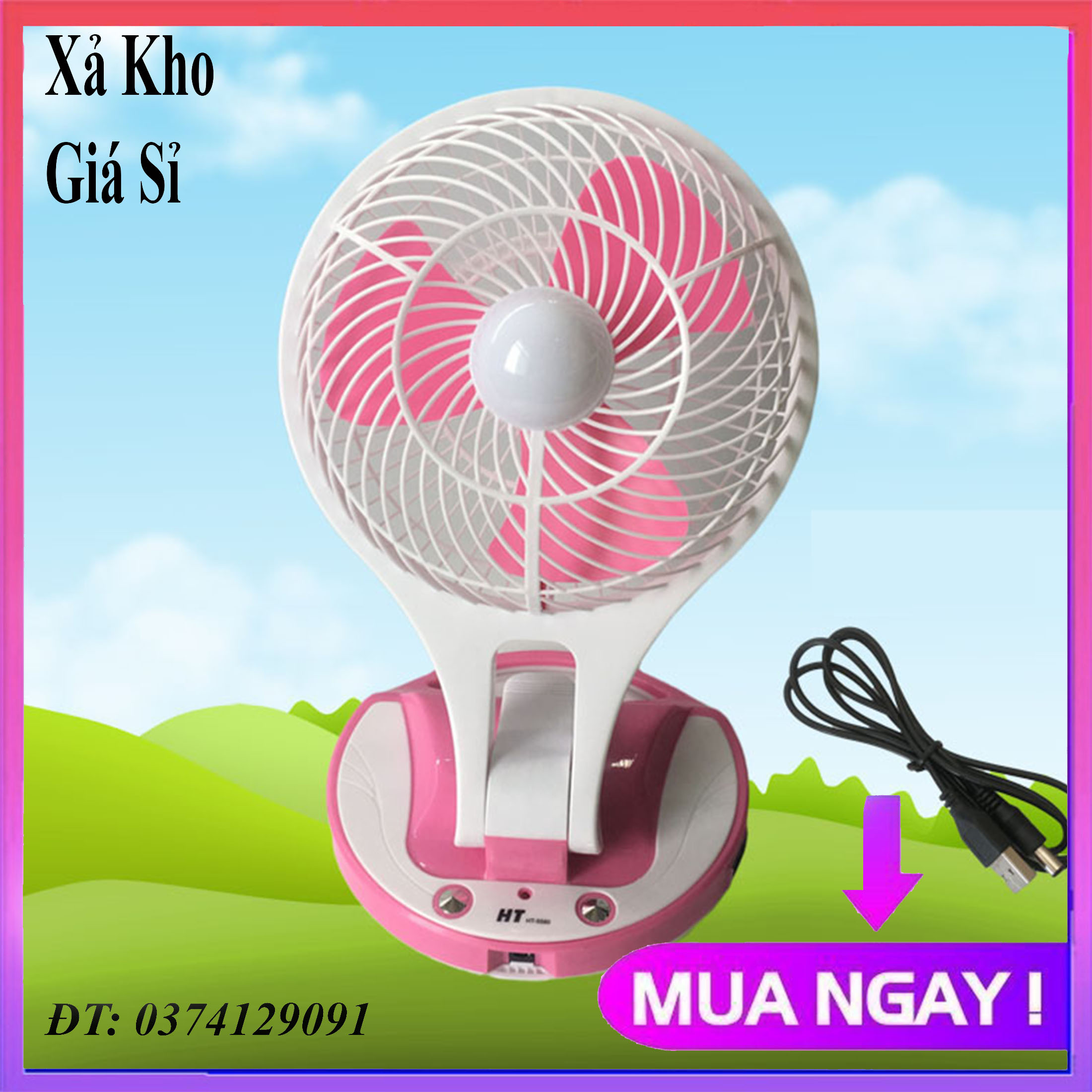 Quạt sạc tích điện có đèn led mini fan ht-5580 - quạt sạc tích điện quạt để bàn có thể gấp gọn, máy làm mát nhiều cấp độ gió, quạt tích điện