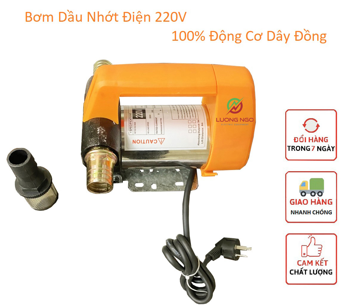 Bơm dầu 220V , máy bơm mini diezel nhớt thủy lực motor lõi đồng lưu lượng 40 lít / phút