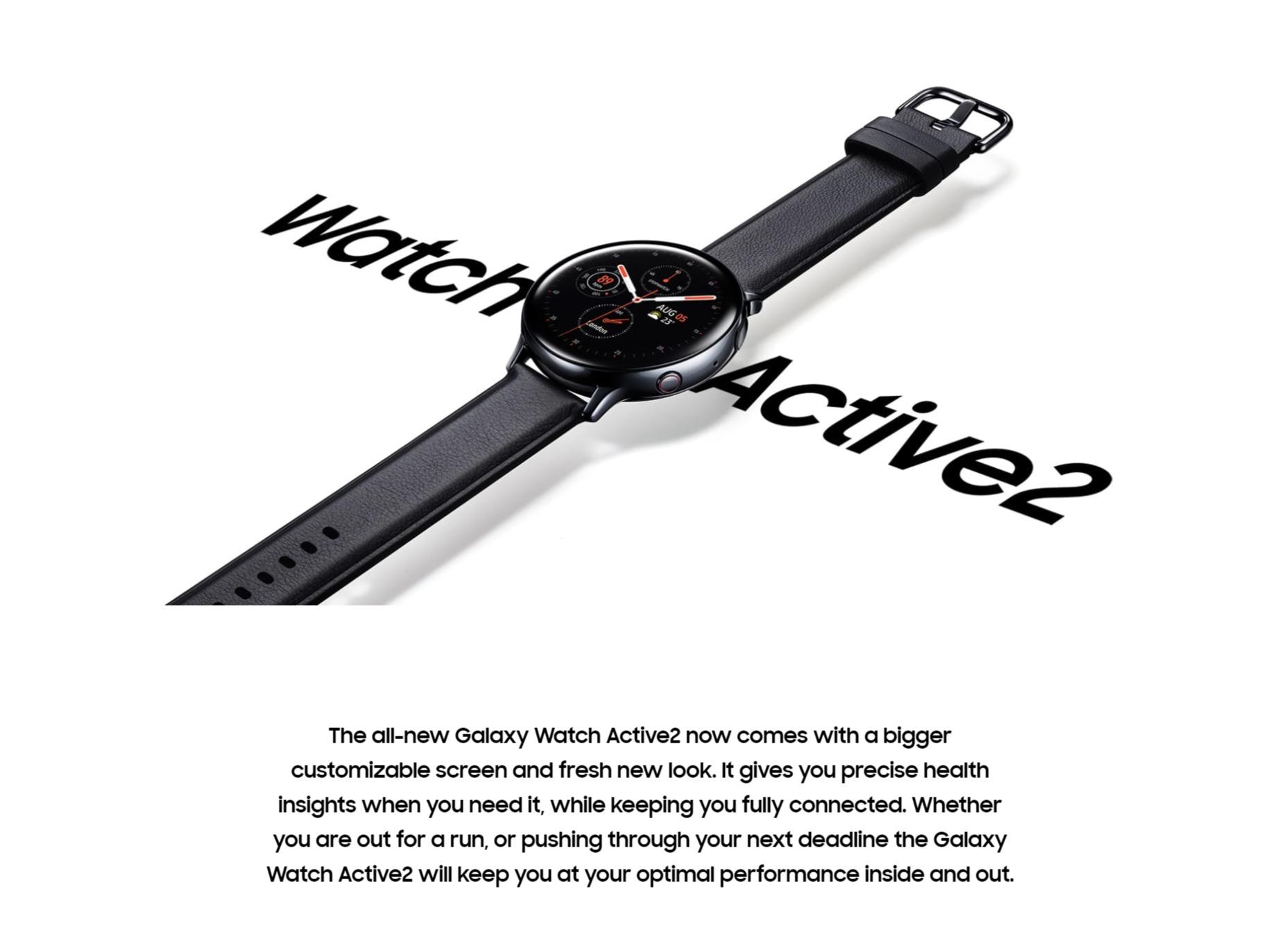 Samsung Galaxy Watch Active2 Aluminum SM-R820 (44mm, Bluetooth, Aqua Black)  - EXPANSYS Singapore