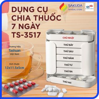 Hộp Chia Thuốc 7 Ngày Tiện Lợi Tashuan TS-5317 Mẫu Mới, Hộp Đựng Thuốc Viên 7 Ngày Xách Tay Tiện Lợi Khi Mang Theo, Phiên Bản Tiếng Việt Dễ Dàng Sử Dụng