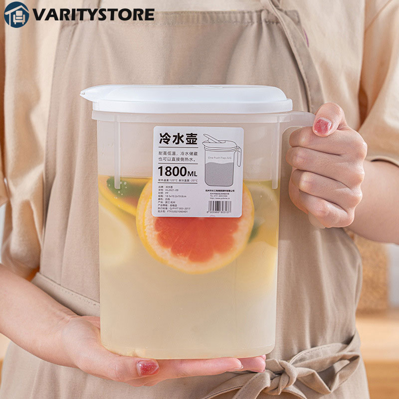 [Varitystore] Bình Nước Lạnh 1800ML Bình Trà Nhựa Gia Dụng Chịu Nhiệt Độ Cao Thùng Đựng Nước Giải Khát Nước Ép Trái Cây Bình Trà Dung Tích Cao Mùa Hè Dụng Cụ Tủ Lạnh Sản Phẩm Gia Dụng