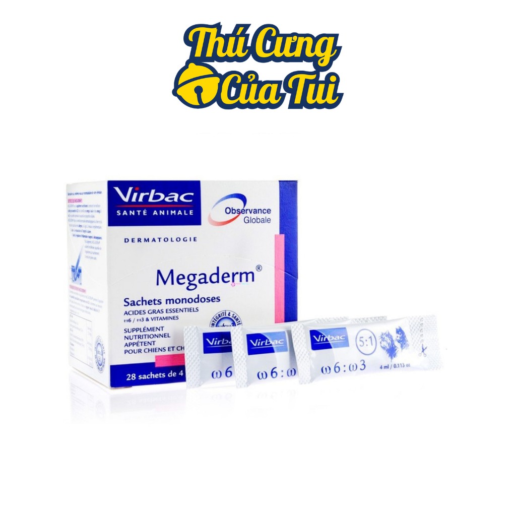 Gel Dinh Dưỡng Virbac Megaderm Giúp Mượt Lông Da Và Giảm Ngứa Chó Mèo Gói 4ml - Thú Cưng Của Tui