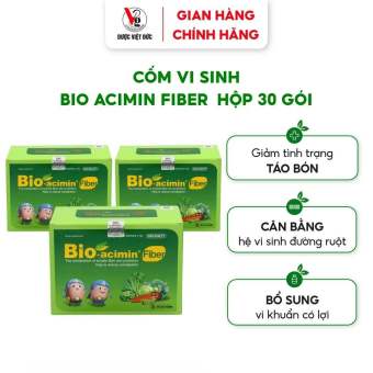 Combo 3 cốm vi sinh Bio acimin Fiber bổ sung chất xơ tự nhiên cải thiện tình trạng táo bón hộp 30 gói