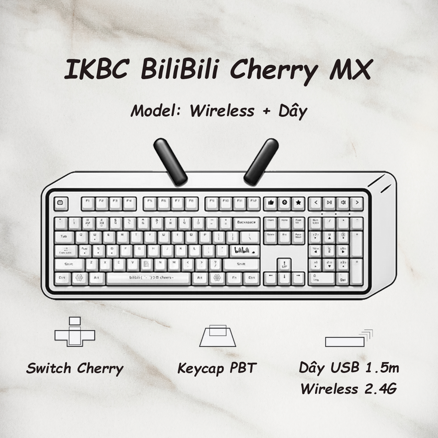 Bàn phím cơ ikbc bilibili small tv - cherry mx dual mode