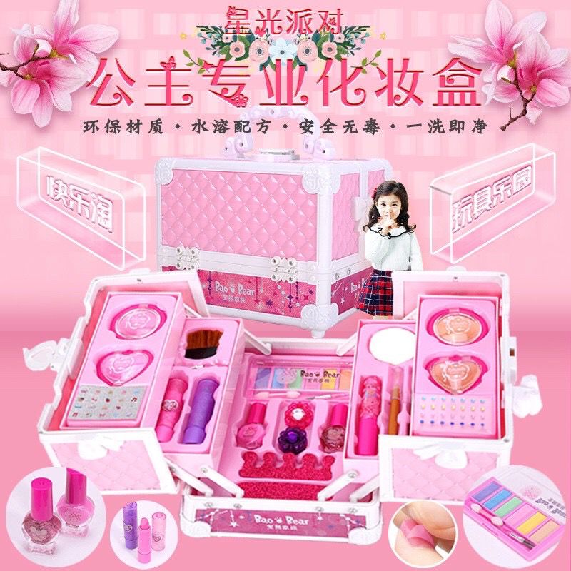 Set makeup kosmetik wanita mudah dicuci untuk anak perempuan - Mainan Make up Anak Set Koper PREMIUM R…