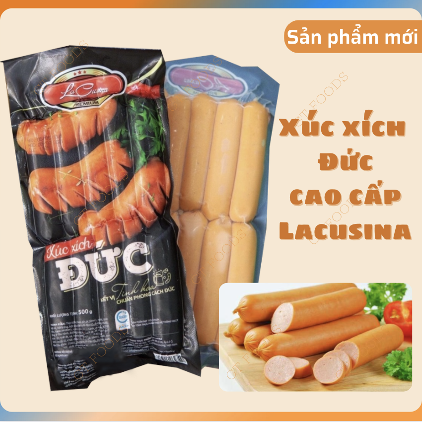 Xúc xích Đức Lacusina loại cao cấp (bao bì mới) - [500g 10 cây] - SHIP NHANH HCM
