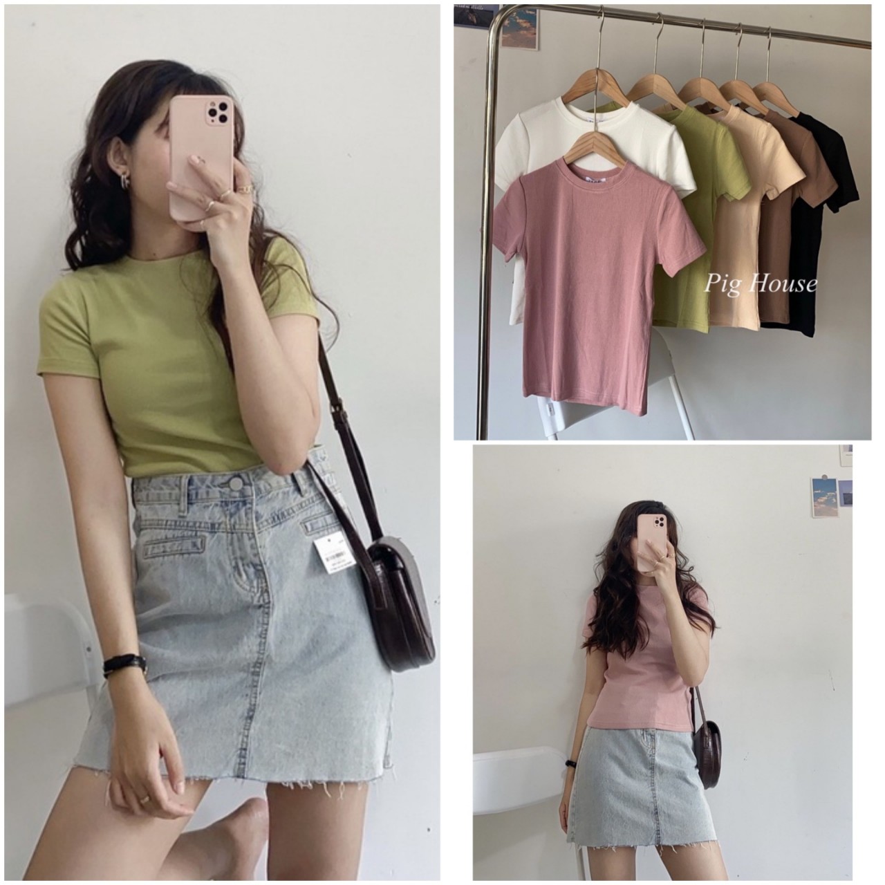 Áo phông nữ cổ tròn cộc tay vải tổ ong, áo thun nữ form rộng năng động trẻ trung
