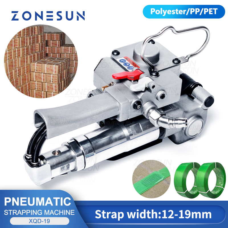 ZONESUN Portable Strapper Sealing Tool Pneumatic XQD-19/25 Tyre Pallet Belt Band Strapping Machine Sealer and Tensioner ราคา 12,181 บาท*ส่งฟรี