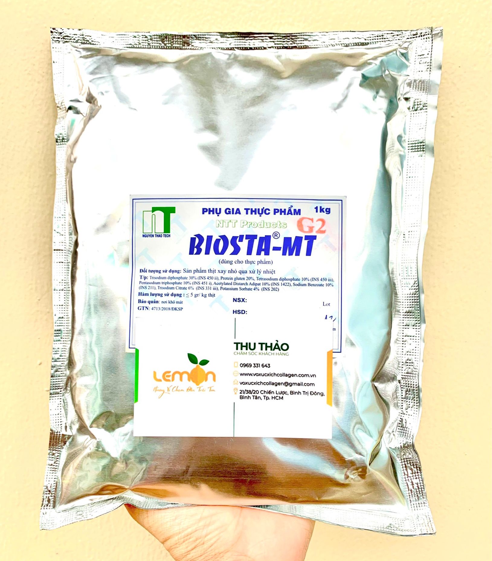 Phụ gia giòn dai làm giò BIOSTA-MT G2 - Giòn dai, kết dính cho giò chả, xúc xích, thịt viên