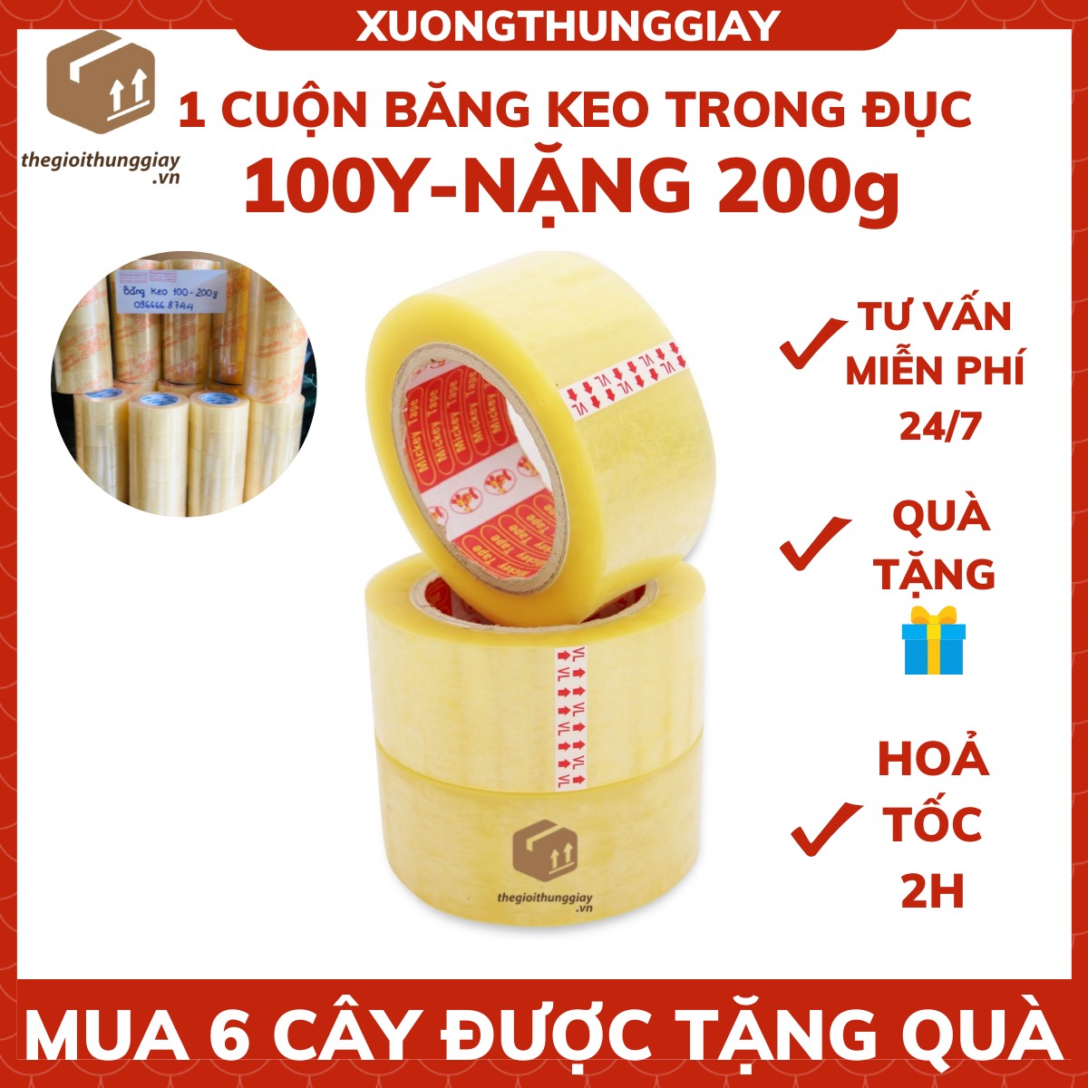 Băng keo dễ vỡ/trong/đục 100-200yard , băng siêu dính