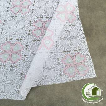 [Khổ 14m] Khăn trải bàn nhật bằng nhựa REN HOA MÀU TRẮNG -đặt 1 lần được 50cm cắt liền thành 1 tấm dài tùy số lần đặt