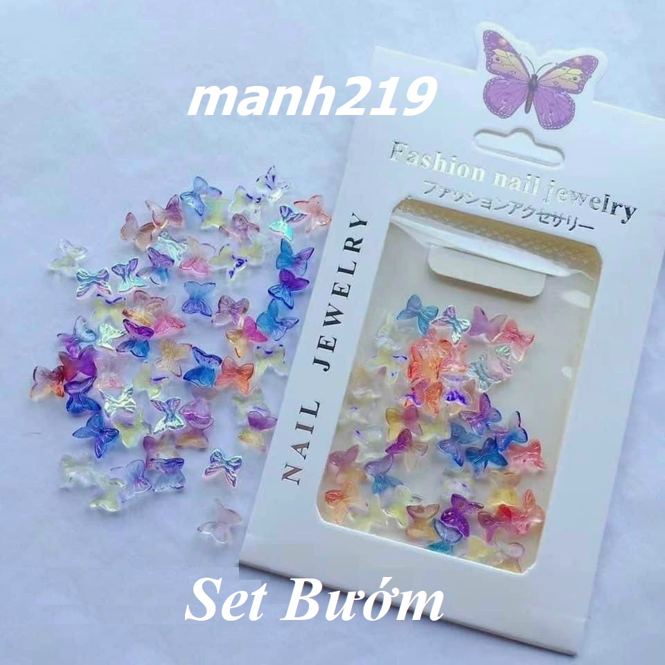 Set bướm đính móng thạch nhiều màu charm nail sinailmi