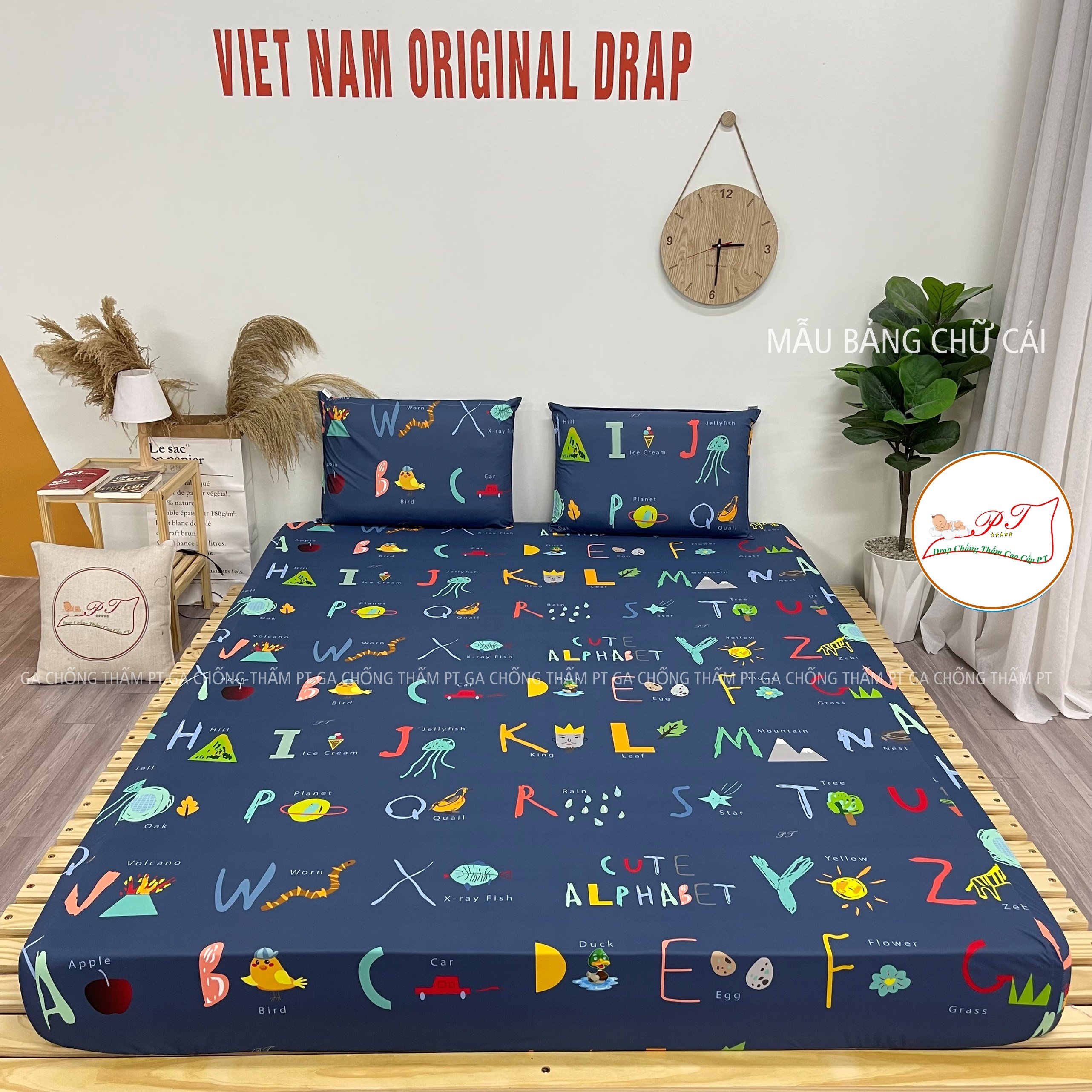 HCM--Ga Chống Thấm Cao Cấp PT Mẫu Họa Tiết Bảng Chữ Cái
