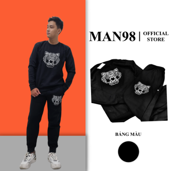 Bộ Nỉ Nam Thu Đông Thêu Hình Kenzo, Đồ Bộ Nam Cổ Tròn Cao Cấp Man10
