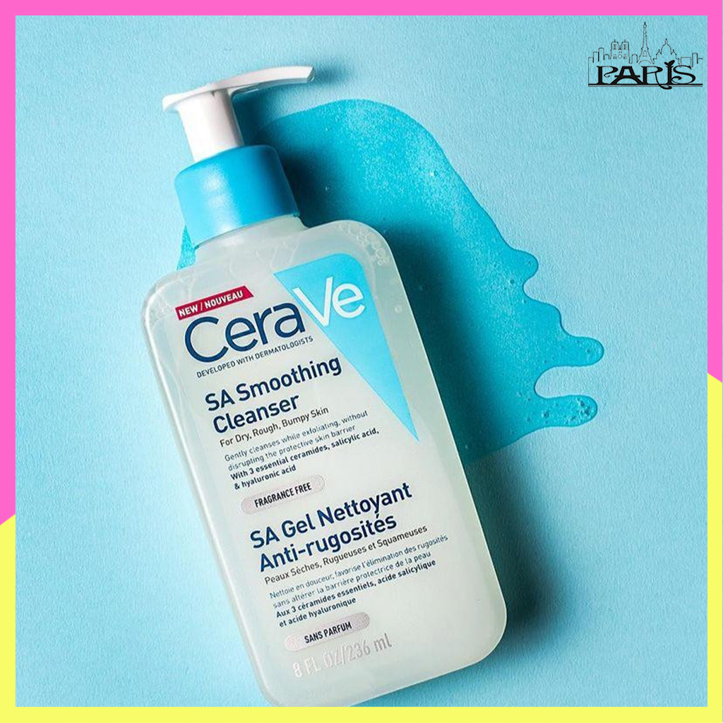 Sữa rửa mặt CeraVe SA Smoothing Cleanser, Sữa rửa mặt CeraVe cho da dầu mụn, da thô ráp - 236 ml- The Paris