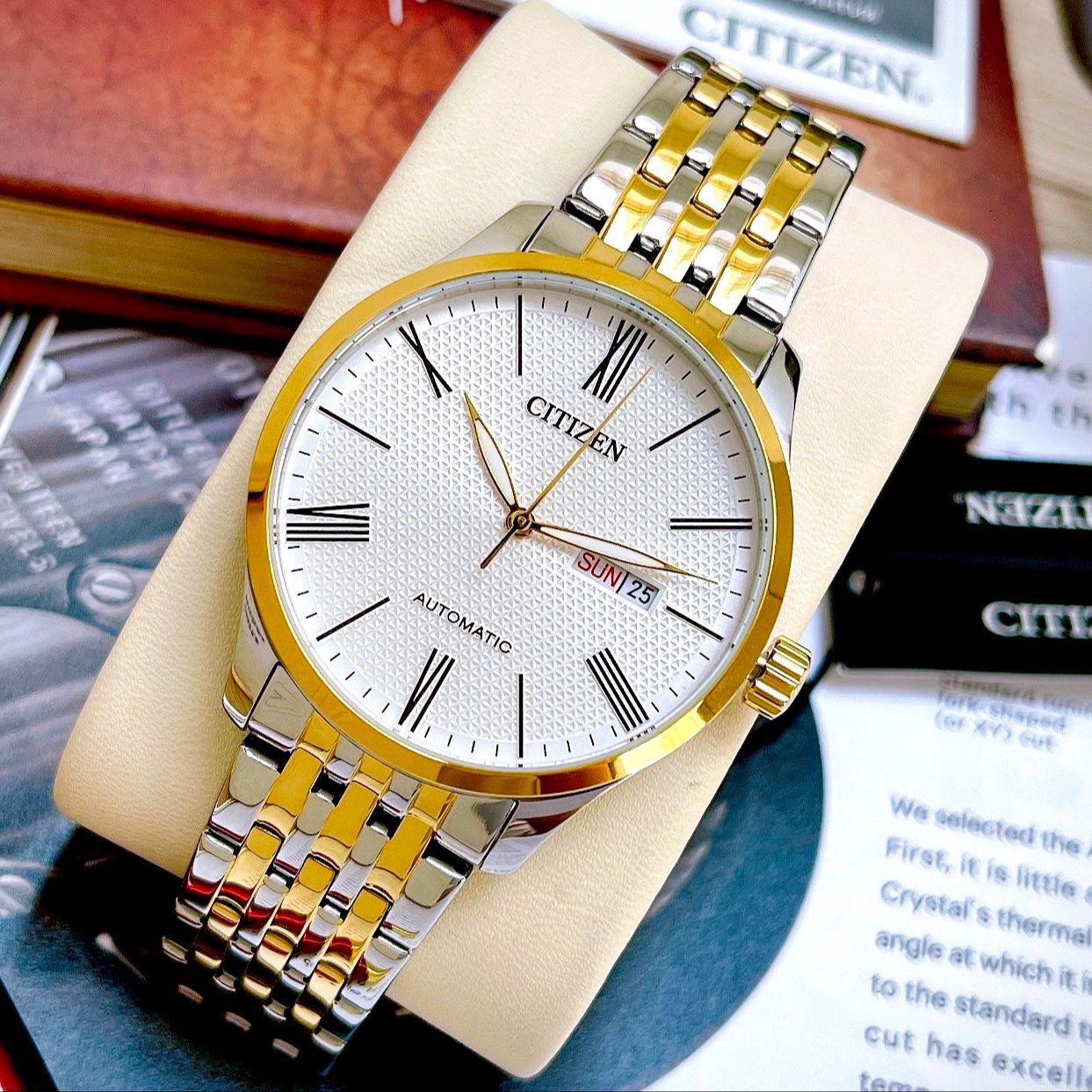 Đồng hồ nam chính hãng citizen automatic nh8354-58a demi vàngsize 40