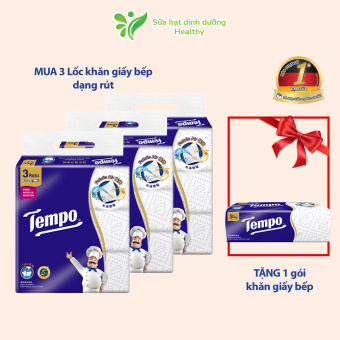 Mua 3 lốc giấy bếp dạng rút TẶNG 1 Gói khăn giấy bếp