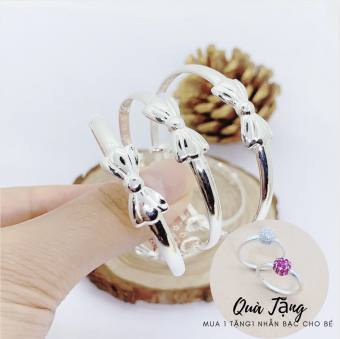 Vòng Tay mặt nơ dày dặn cho bé chất liệu Bạc đẹp S990