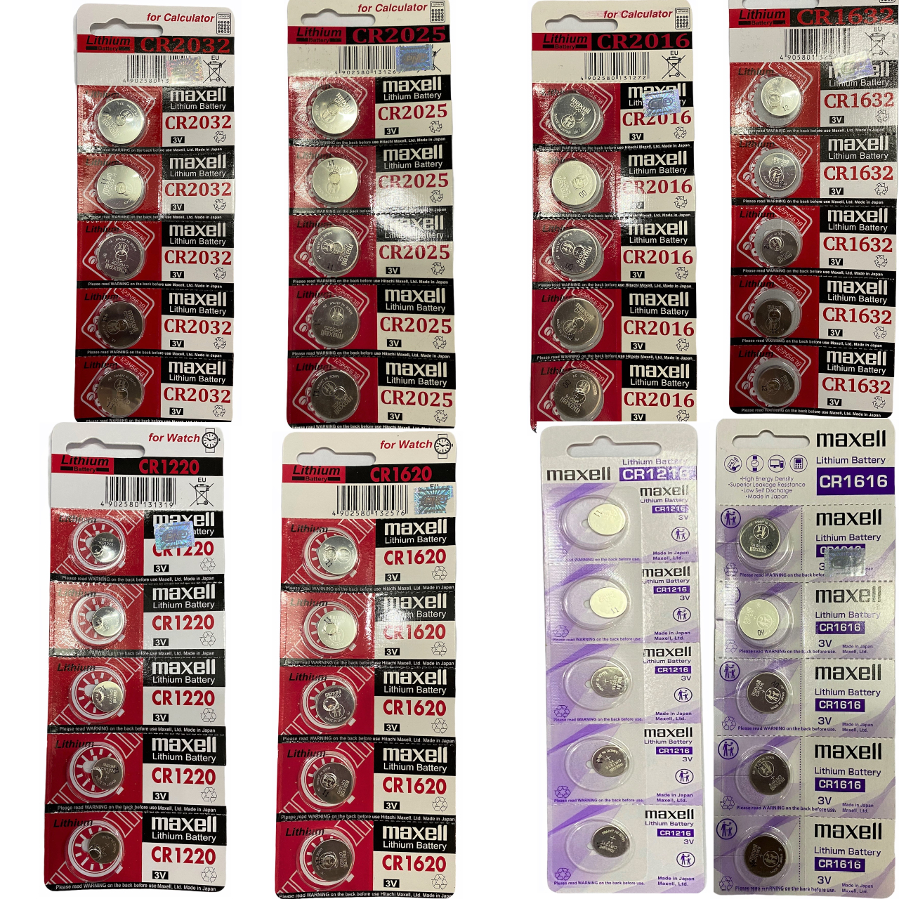 Vỉ 5 viên pin cr2032 / cr2025 / cr2016 / cr1632 / cr1616 / cr1220 / cr1216 / cr1620 maxell lithium 3v - hàng chính hãng japan