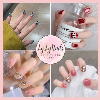 Set 24 móng tay giả,móng giả đính đá thiết kết thời trang LyLy CZ,DZ móng giả đẹp có kèm keo