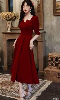 Đầm Công Chúa Đi Tiệc Màu Đỏ, Trắng ,Tay Lỡ ,Dáng Xòe Đẹp Dịu Dàng