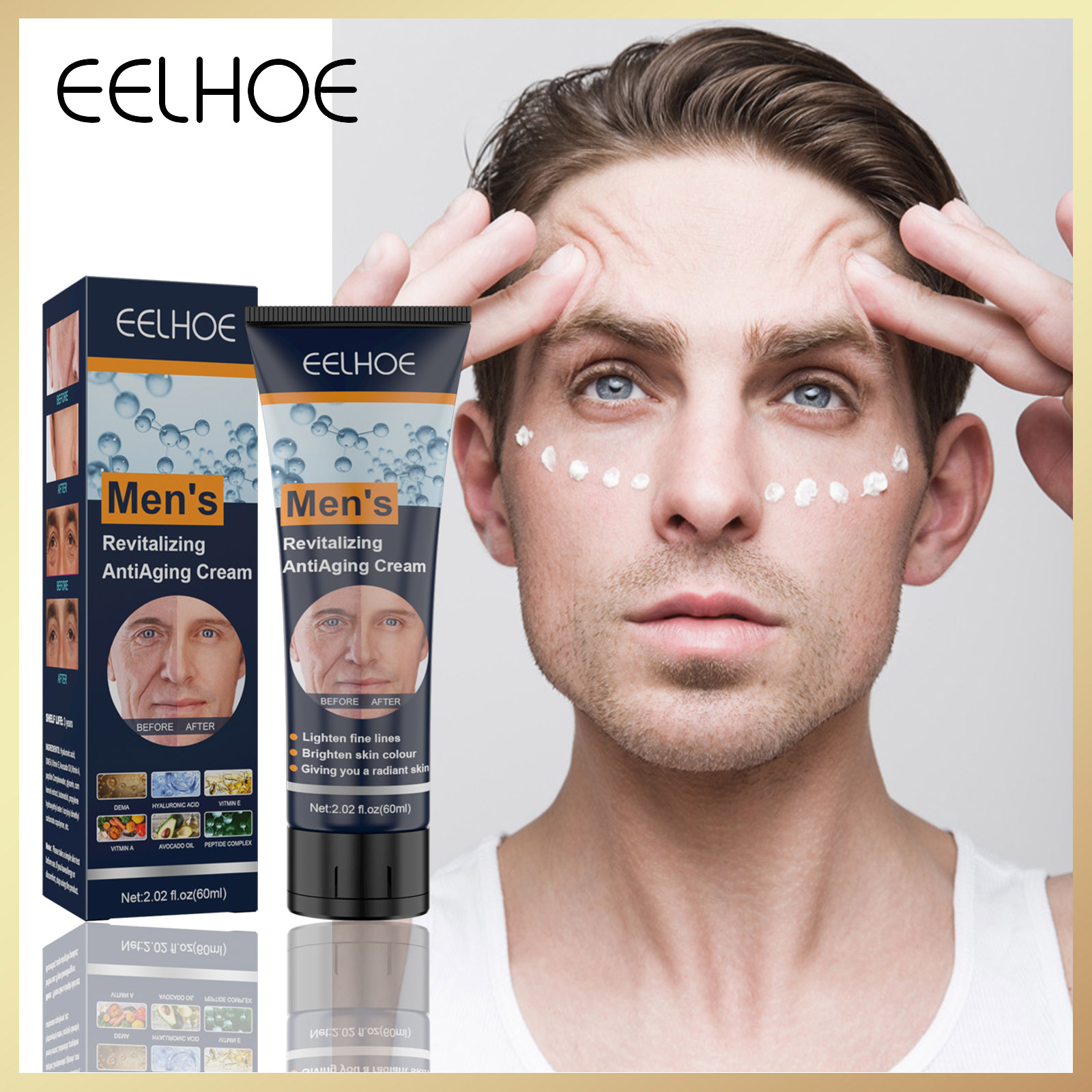 Gambar Eelhoe Revitalizing Men s Anti Aging Face Cream Hyaluronic Acid Serum Anti Wrinkle Day Cream Deep Moisturizing Oil control Whitening Acne Cream Male Skin Care Brighten Tone Up Cream?60ml?
