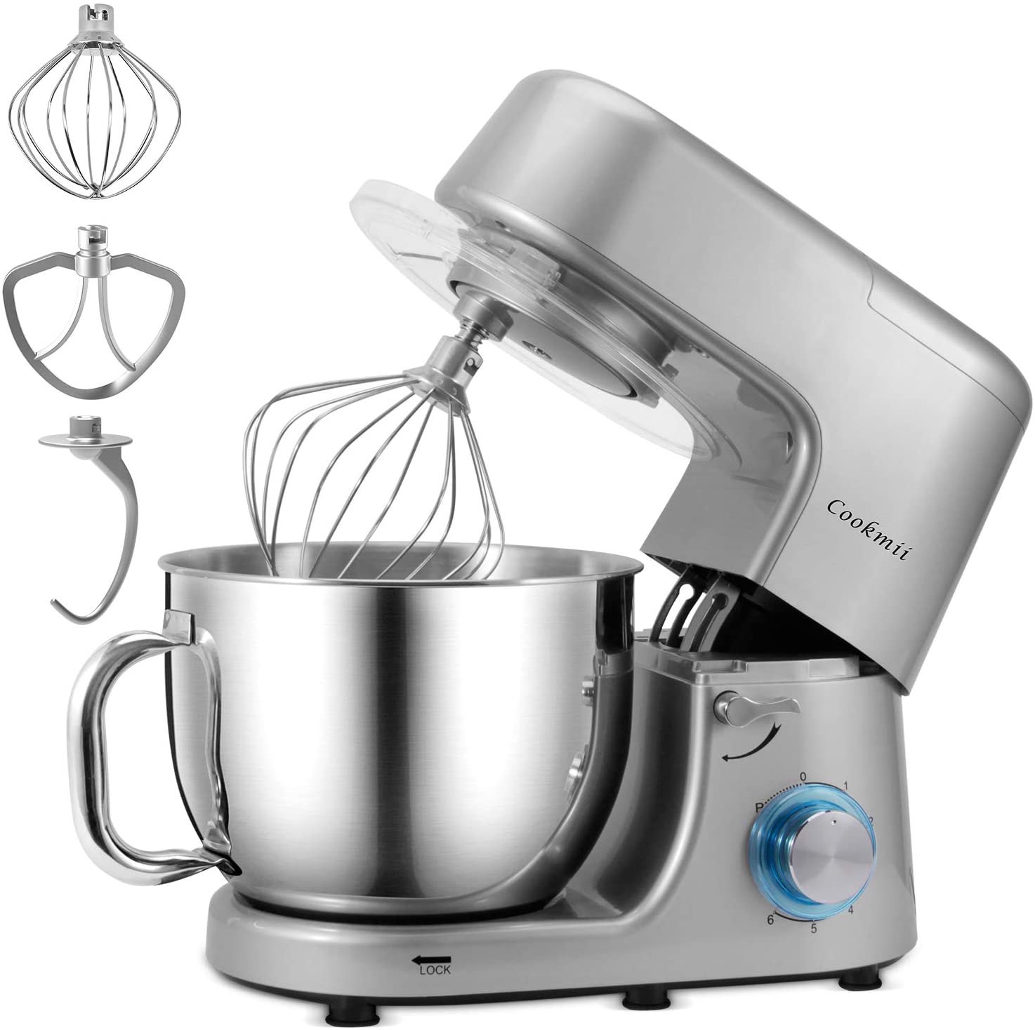 Máy nhào bột Cheftronic / Cookmii 1800W 7.2L - công suất khỏe bánh răng kim loại cao cấp - Máy trộn bột - Máy đánh trứng đánh kem - BH 1 năm