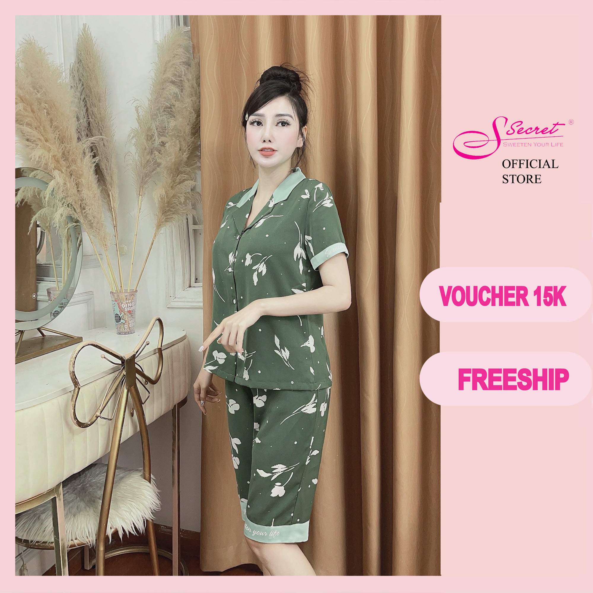 Bộ đồ ngủ dài tay chất liệu lụa mango cực chất đẹp mêm ly- mềm- cổ áo pyjama