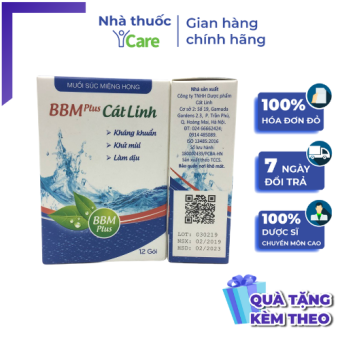BBM PLUS CÁT LINH- NƯỚC MUỐI PHA SÚC HỌNG HỘP 12 GÓI