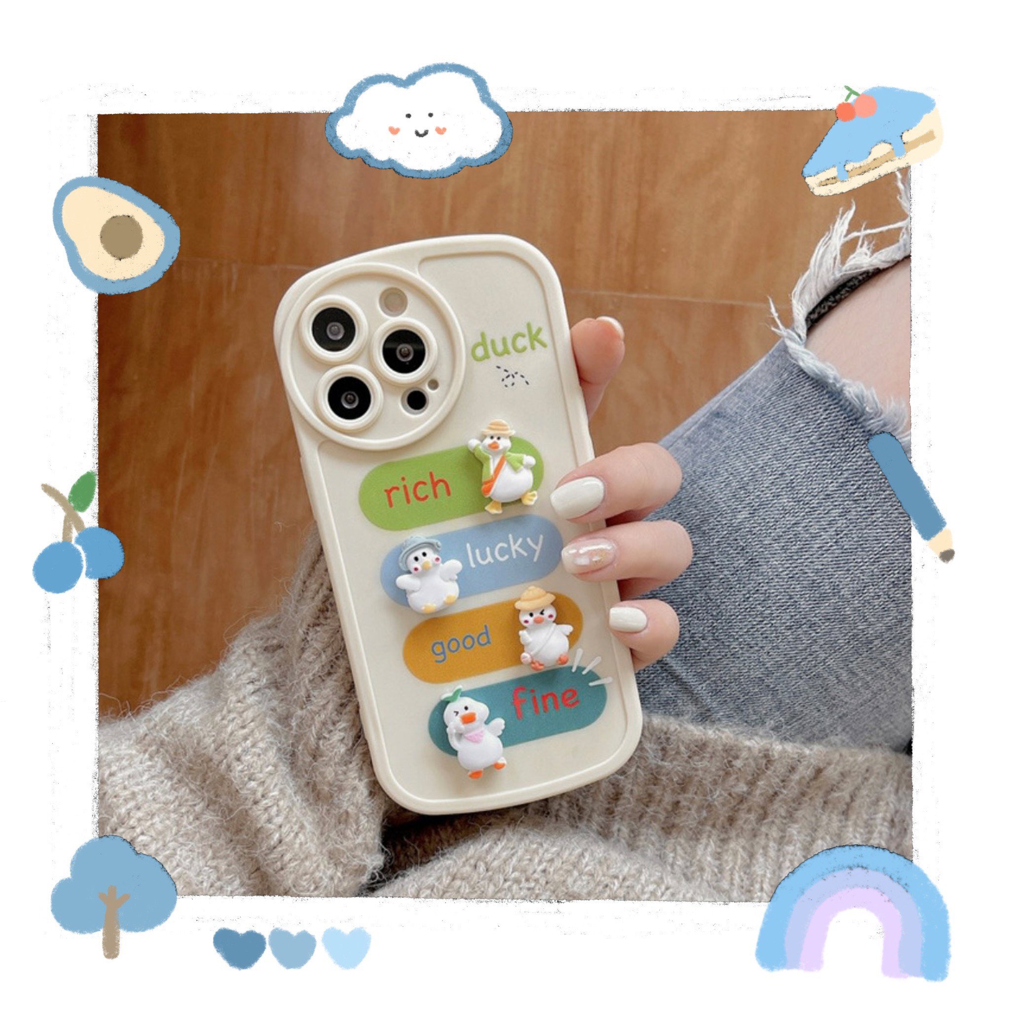 Ốp iphone full viền bé vịt ngộ nghĩnh
