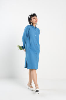 Đầm sơ mi  Maybi suông lụa cotton