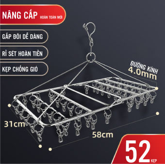 2 móc phơi giày và 1 chùm inox loại 52 kẹp phơi quần áo tiện lợi