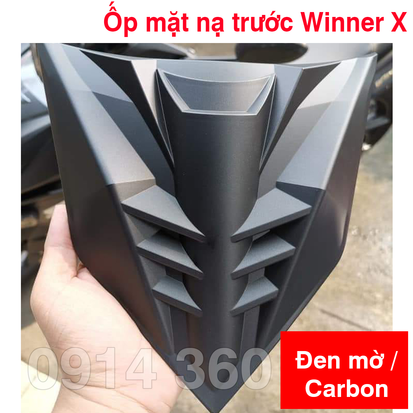 Ốp mặt nạ trước đầu đèn Winner X (ốp xương cá) Đen mờ / Carbon