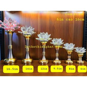 Cặp đèn thờ đá pha lê 6in