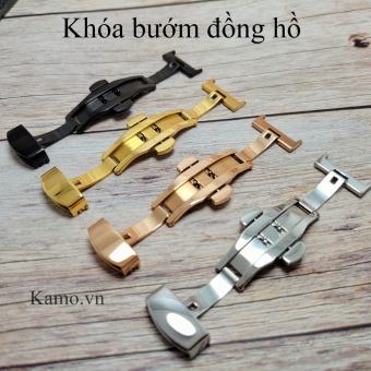 Khóa bướm đồng hồ dây da chống gập size 14mm, 16mm, 18mm, 20mm, khóa đồng hồ dây da cao cấp Inox 316
