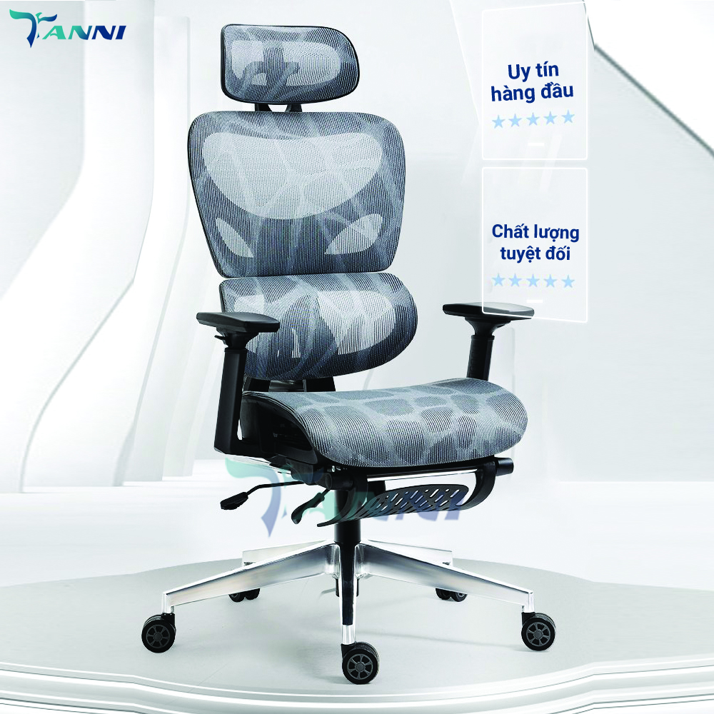 Ghế Văn Phòng Công Thái Học Ergonomic Châu Âu Có Ngả Lưng Cao Cấp TANNI Premium Pro 1, Ghế Xoay Ngồi Làm Việc Nhập Khẩu