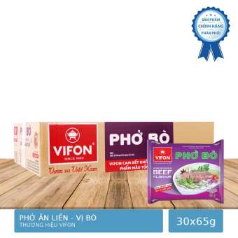 Thùng 30 Gói Phở Bò Ăn Liền Thương Hiệu Vifon 65g