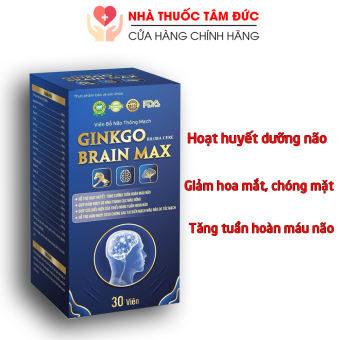 Viên bổ não thông mạch Ginkgo Biloba Cere Brain Max làm tan huyết khối, giảm di chứng sau tai biến - hộp 30 viên